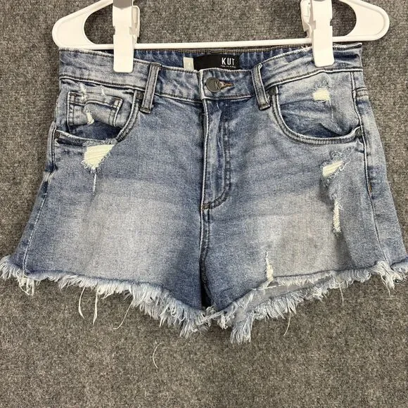 Kut from the Kloth Jane Shorts Womens Size 4 Blue High Rise Cut Off Distressed - Picture 1 of 10